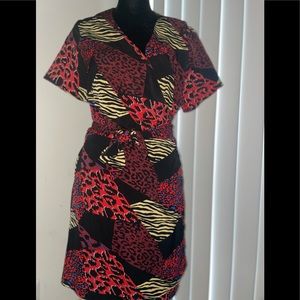 Multi colored wrap dress NWOT